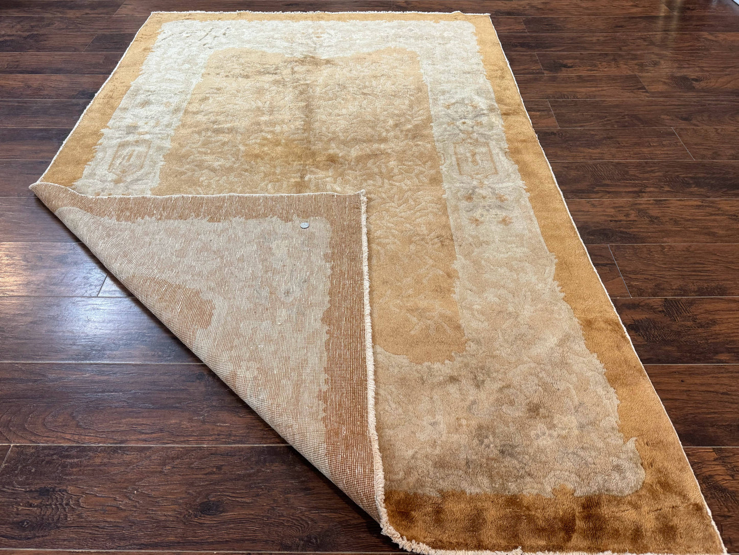 Chinese Peking Rug 5x7, Golden-Tan, Vintage Chinese Wool Carpet - Nuvé