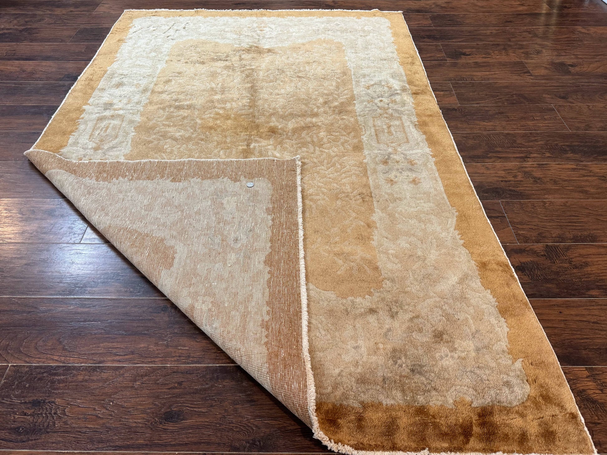 Chinese Peking Rug 5x7, Golden-Tan, Vintage Chinese Wool Carpet - Nuvé