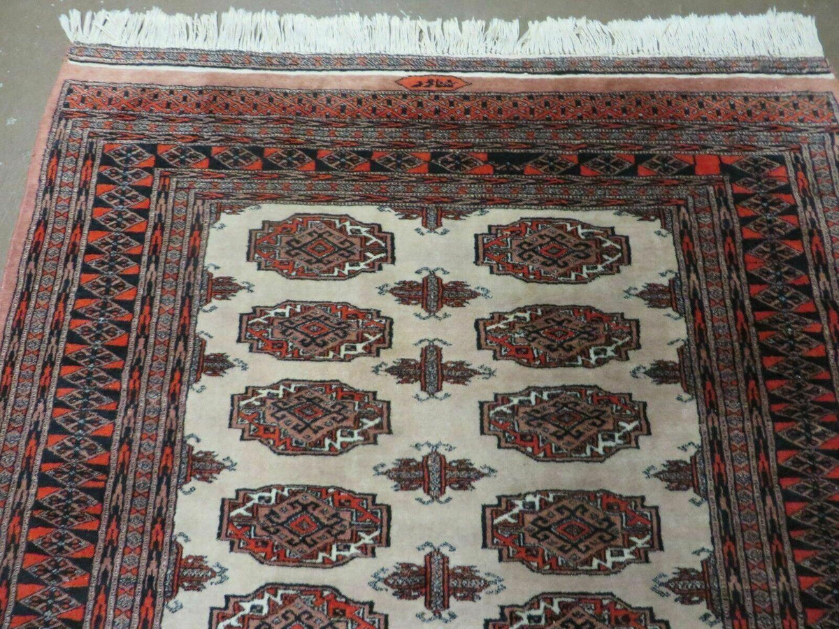 4' X 6' Vintage Handmade Bokhara Turkoman Pakistan Wool Rug Carpet Nice