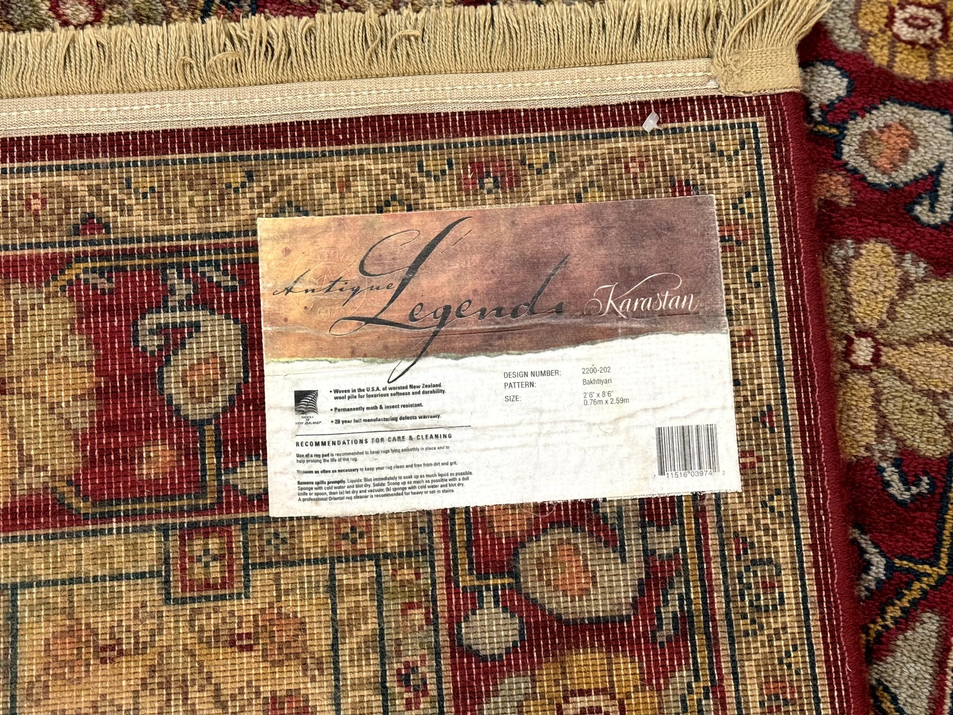 Karastan Runner Rug 2.6 x 8.6, Antique Legends Bakhtiari 2200, Vintage Wool Karastan Runner Rug, Panel Design - Nuvé