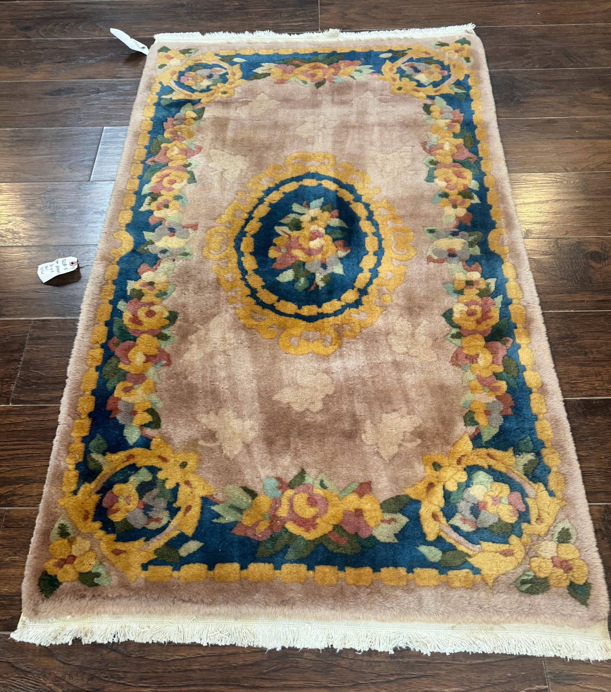 Chinese Wool Rug 3x5, Vintage 90 Line Carpet, Small Art Deco Rug - Nuvé