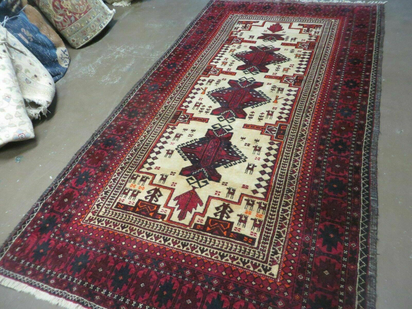 4' X 7' Vintage Handmade Pakistan Turkoman Bokhara Balouch Woven Wool Rug Nice - Nuvé