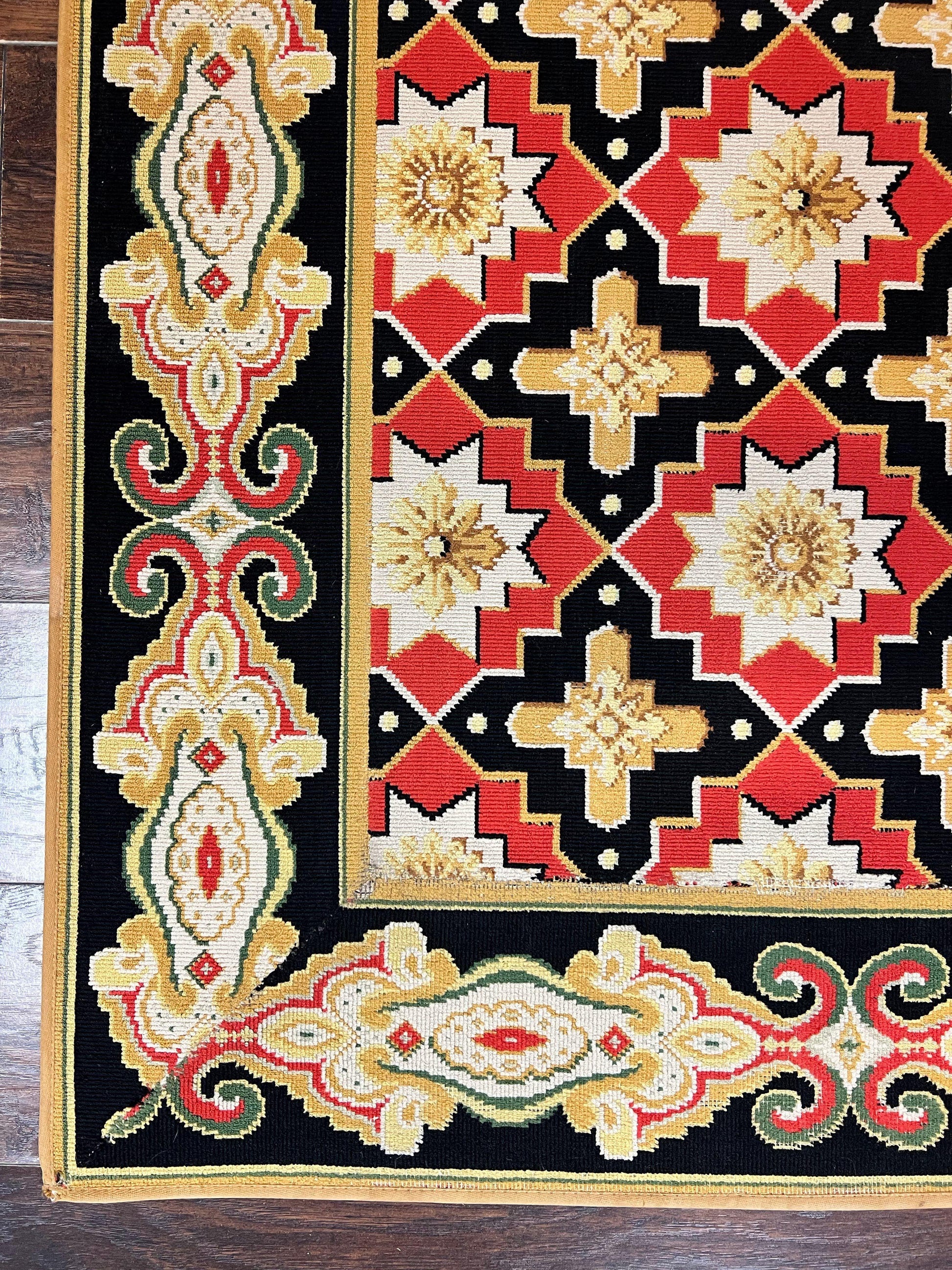 Vintage Runner Rug 3.5 x 14, Long Runner Rug, Stark Custom Made Carpet, European Design, Red Black Ivory Tan, Long Rug for Hallway - Nuvé