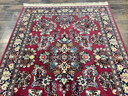 Karastan Rug 4.6 x 6 Lanamar Sarouk #5528, Red Wool Karastan Oriental Carpet, Discontinued, Antique, Wool Pile - Nuvé