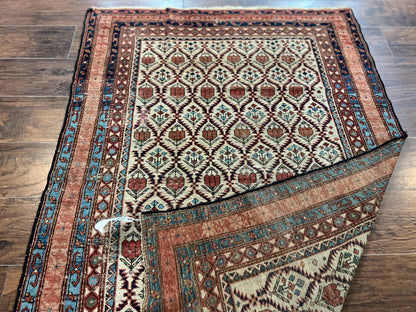 Antique Caucasian Rug 4x6, Hand Knotted Wool Carpet, Shirvan Rug