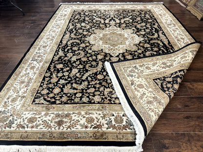 Sino Persian Rug 9x12, Floral Medallion, Black and Ivory, Elegant - Nuvé