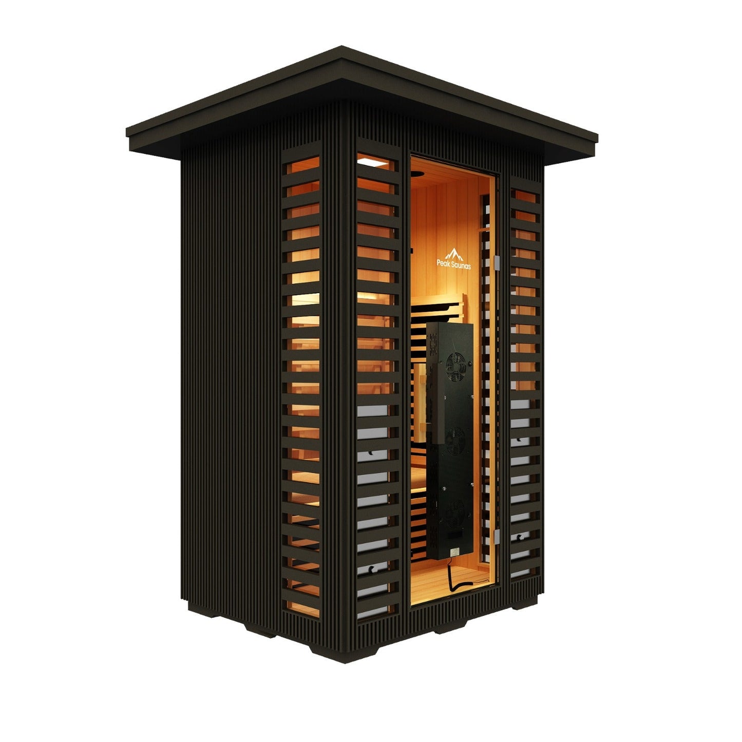 Peak Saunas Patagonia 2-Person Outdoor Full Spectrum Infrared Sauna with XL Medical-Grade Red Light Therapy and Smart WiFi App Control - Nuvé
