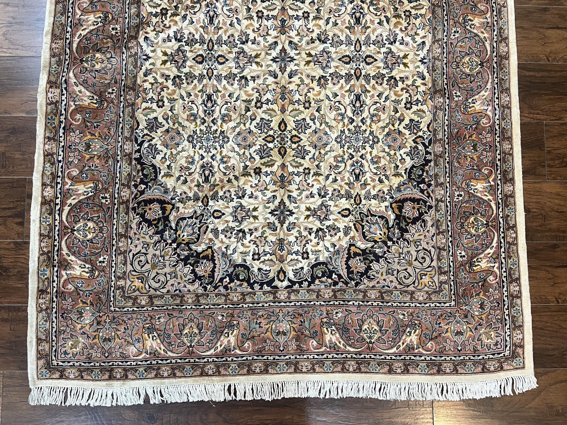 Pak Persian Rug 5x8, Handmade Wool Oriental Carpet, Vintage Rug, Floral Allover, Very Fine 320 KPSI - Nuvé