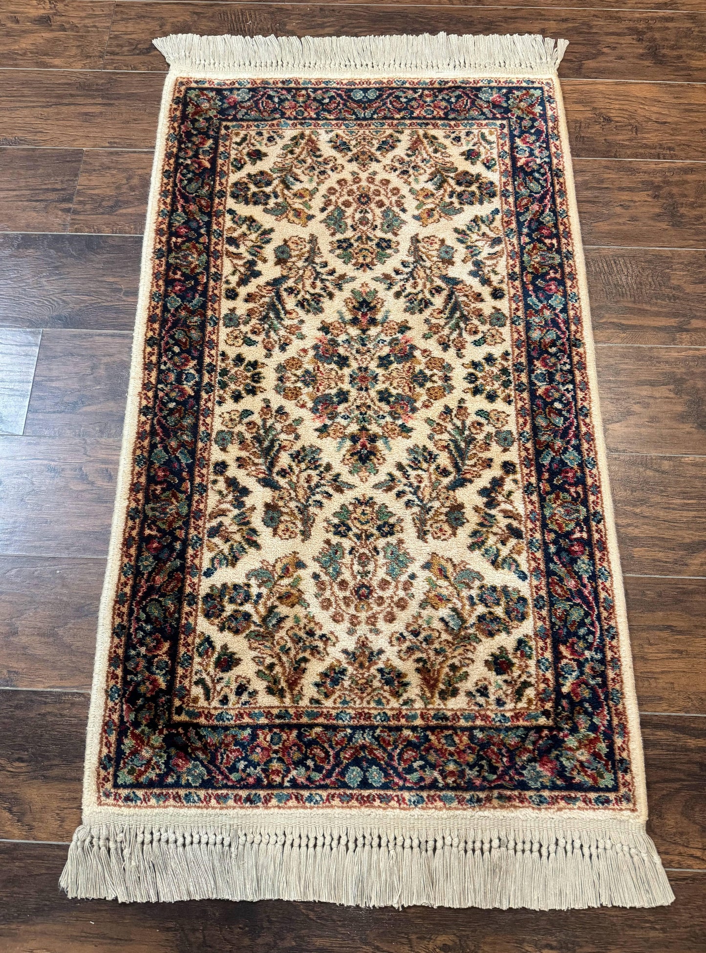 Karastan Rug 2.6 x 4, Karastan Ivory Sarouk #760, Vintage Wool Pile Small Karastan Carpet, Original Collection 700 Series Discontinued - Nuvé