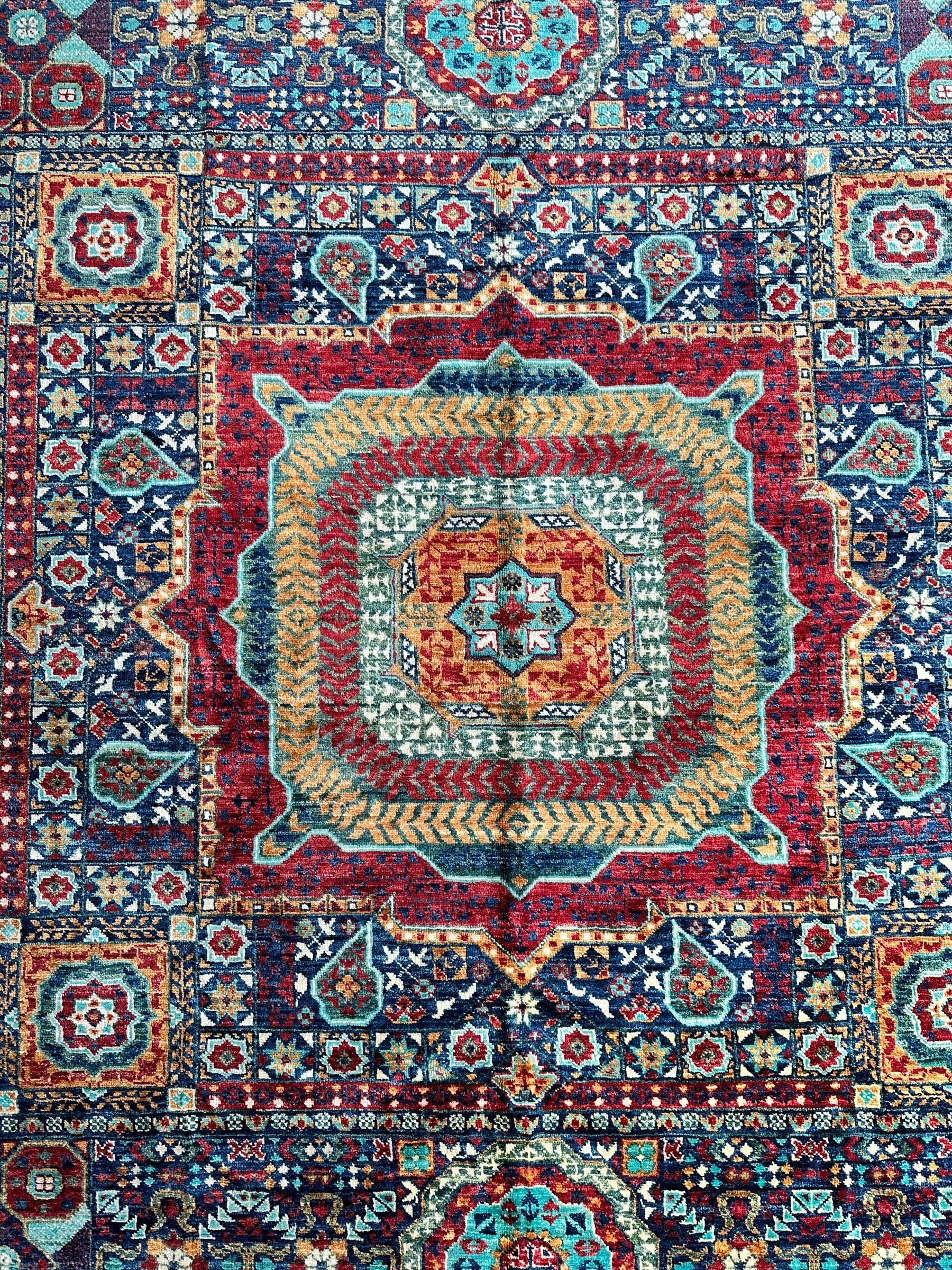 Hand-Knotted Mamluk Wool Rug – 8'4" x 9'9" – Intricate Geometric Masterpiece - Nuvé