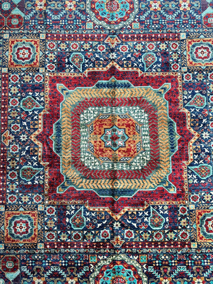 Hand-Knotted Mamluk Wool Rug – 8'4" x 9'9" – Intricate Geometric Masterpiece - Nuvé
