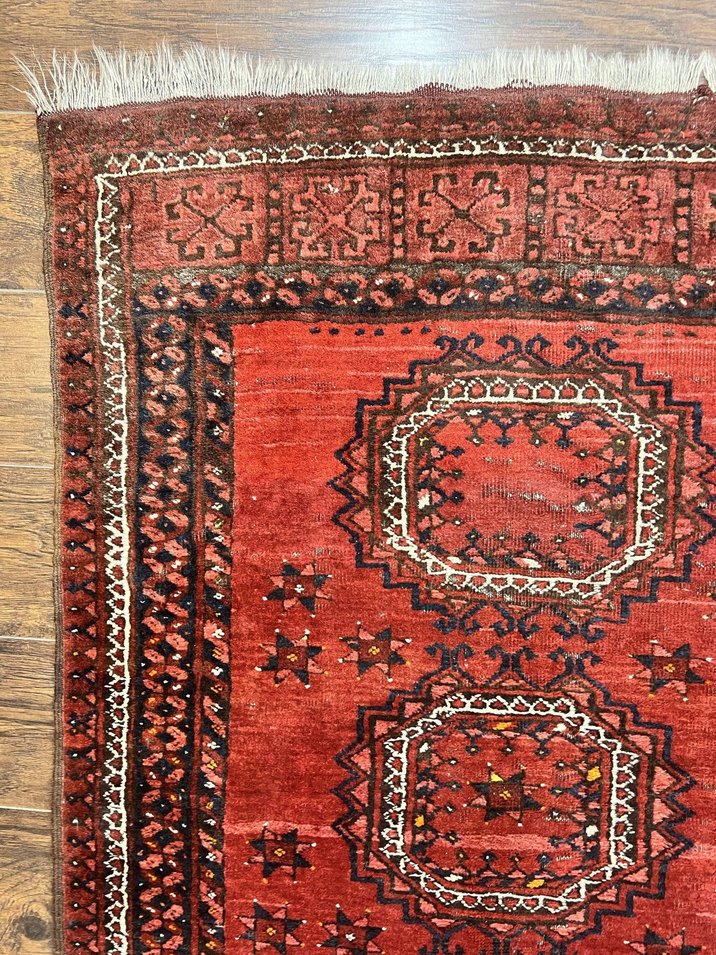 Afghan Rug 3x6, Semi Antique Vintage Oriental Carpet, Wool Handmade Red Rug, Tribal Rug, Afghan Beshir Rug - Nuvé