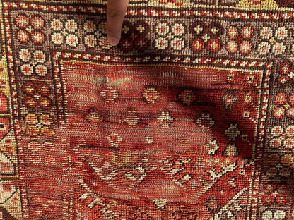 Antique Turkish Wool Distressed Prayer Rug 4’3” x 5’11” - Nuvé