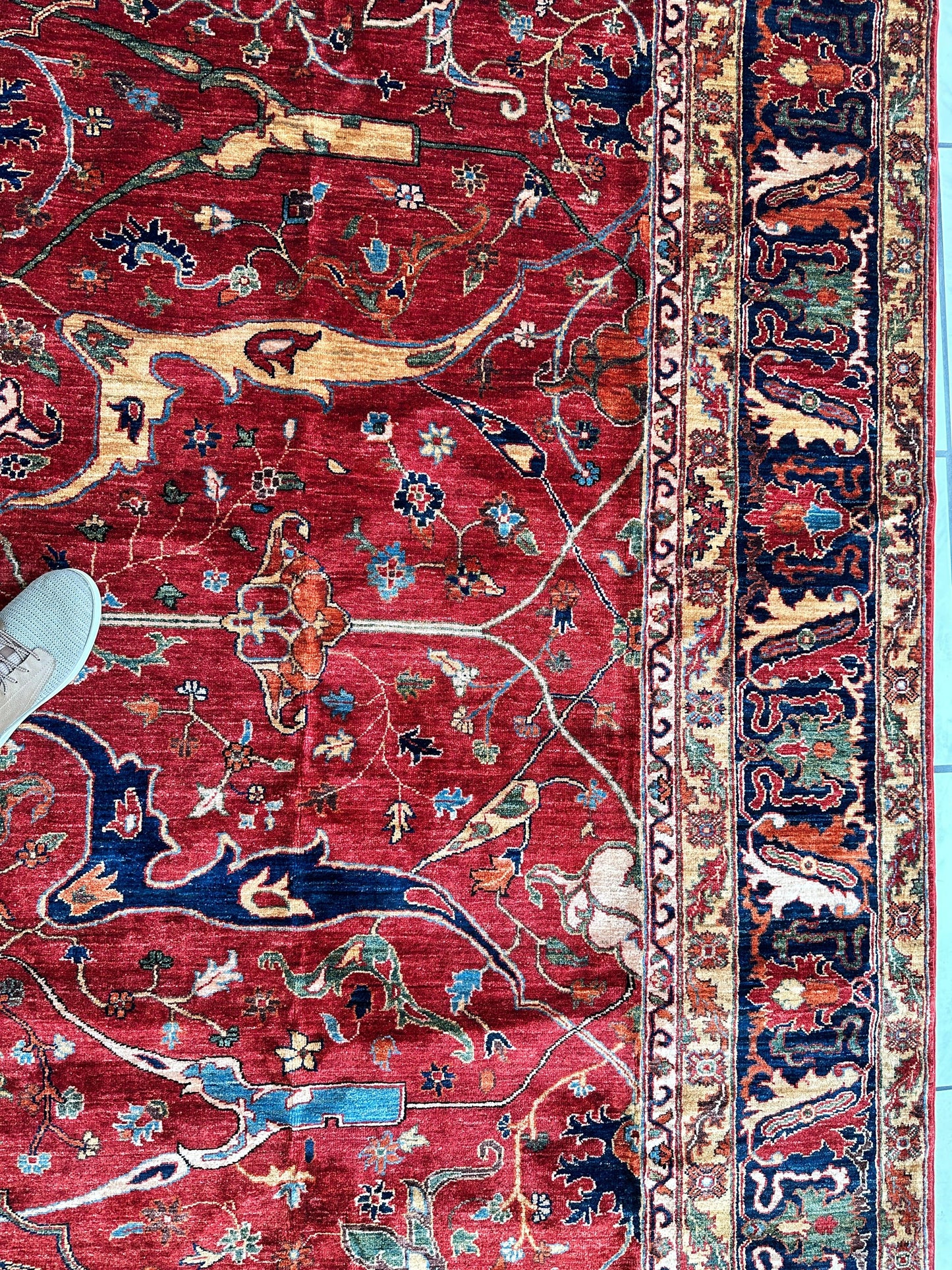 Hand-Knotted Afghani Bidjar Wool Rug – 9’x12’6” – Intricate Geometric & Floral Motifs - Nuvé