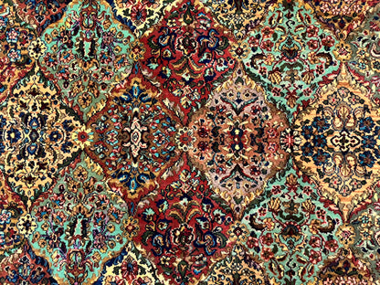 Karastan Rug 8.8 x 10.6, Multicolor Panel Kirman Rug #717, Original 700 Series, Wool - Nuvé