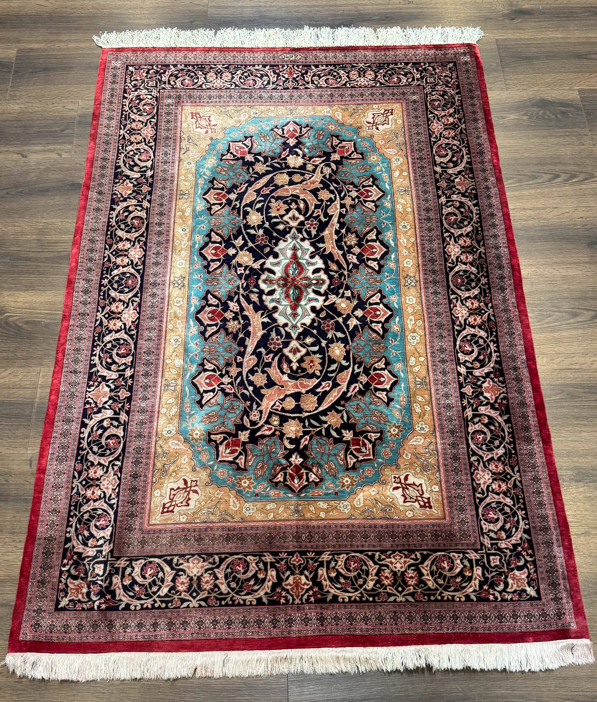 Magnificent Persian Qum Silk Rug 3x5, Exceptionally Fine 780 KPSI, Signed, Rare - Nuvé
