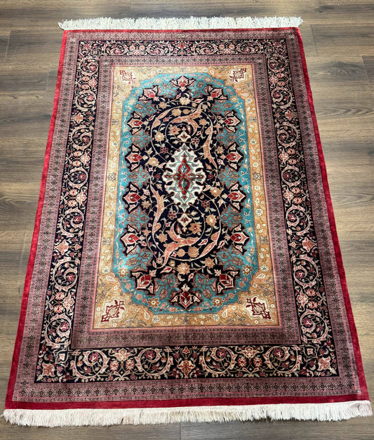 Magnificent Persian Qum Silk Rug 3x5, Exceptionally Fine 780 KPSI, Signed, Rare - Nuvé