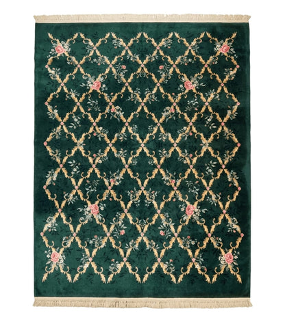 Karastan Garden of Eden Rug 8.8 x 11.8, Green Savonnerie 509/1733, Wool