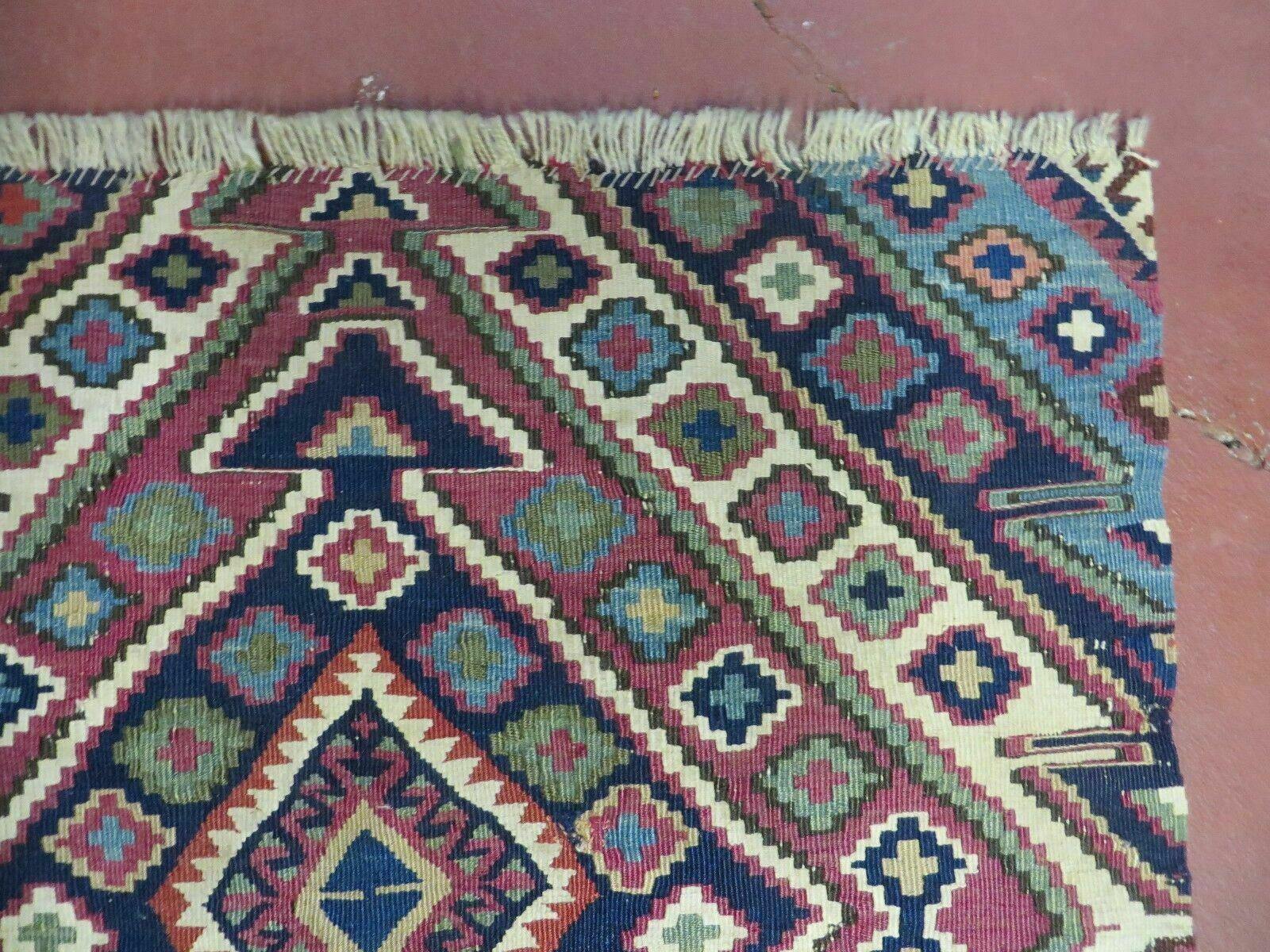2' 1" X 4' 4" Antique Handmade Bagface Kilim Shirvan Caucasian Wool Rug Nice - Nuvé