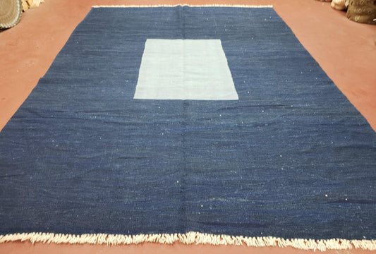 Large Turkish Kilim Rug, 6x9 - 7x10 Rug, Flatweave Carpets, Blue Rug, Abstract Rug, Playroom Rug, Rug for Nursery Room, Boho Rug, Wool - Nuvé