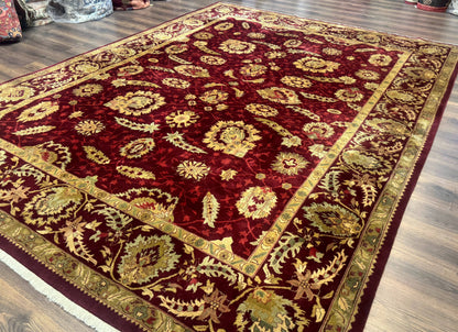 Indo Mahal Rug 9x12, Allover Pattern, Dark Red, Traditional Wool Area Rug - Nuvé