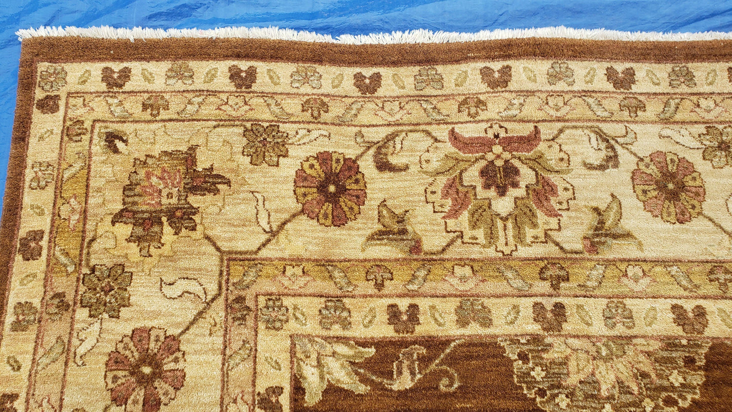 Indo Persian Rug 10x14, Mahal Sultanabad Oriental Carpet, Burnt Orange & Beige, Handmade Wool Area Rug - Nuvé