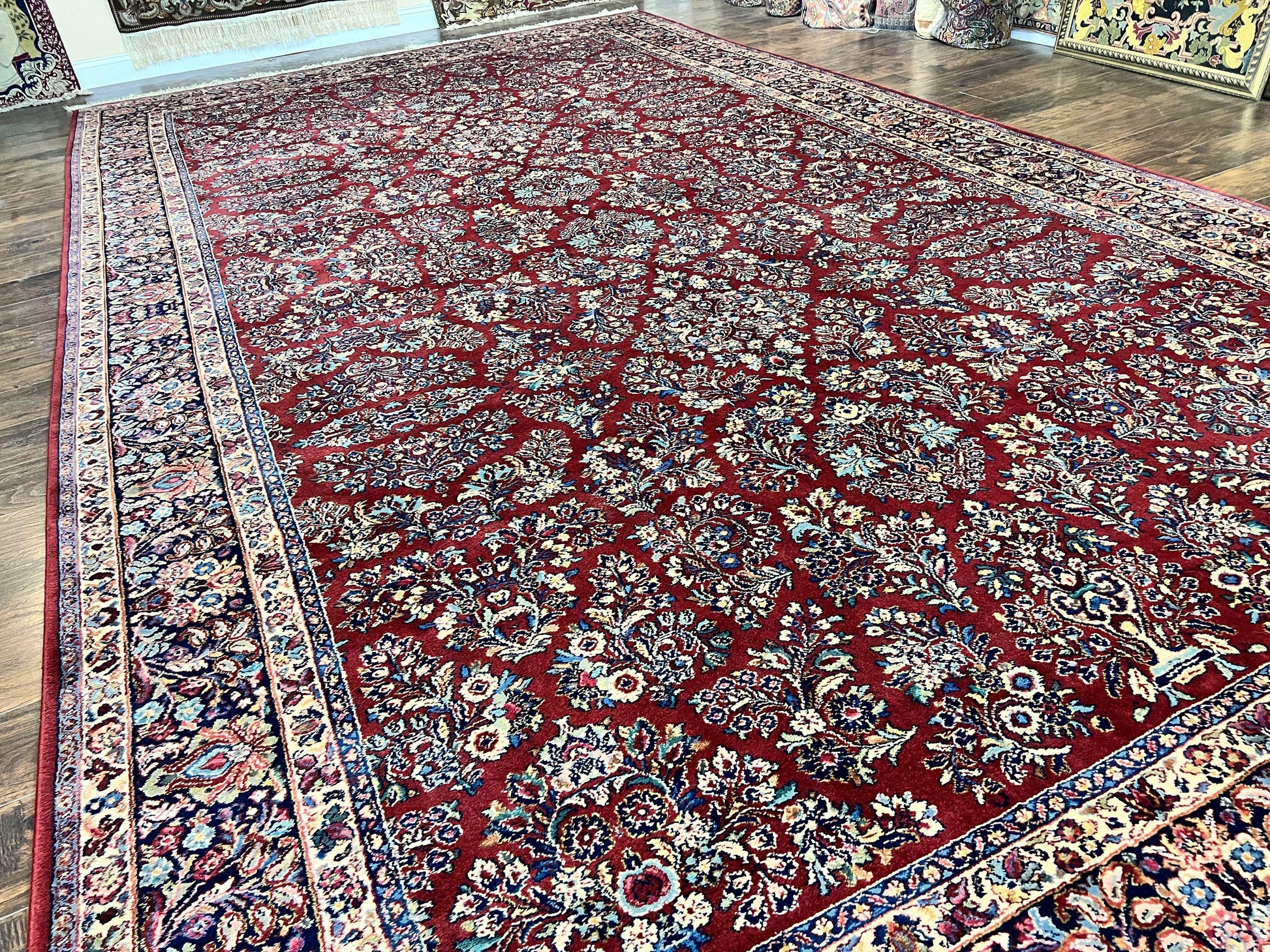 Karastan Rug 10x18 Red Sarouk #785, Wool Karastan Carpet, Original 700 Series, Vintage Discontinued Large Oriental Rug - Nuvé