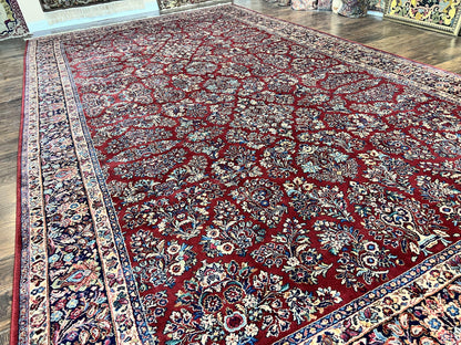 Karastan Rug 10x18 Red Sarouk #785, Wool Karastan Carpet, Original 700 Series, Vintage Discontinued Large Oriental Rug - Nuvé