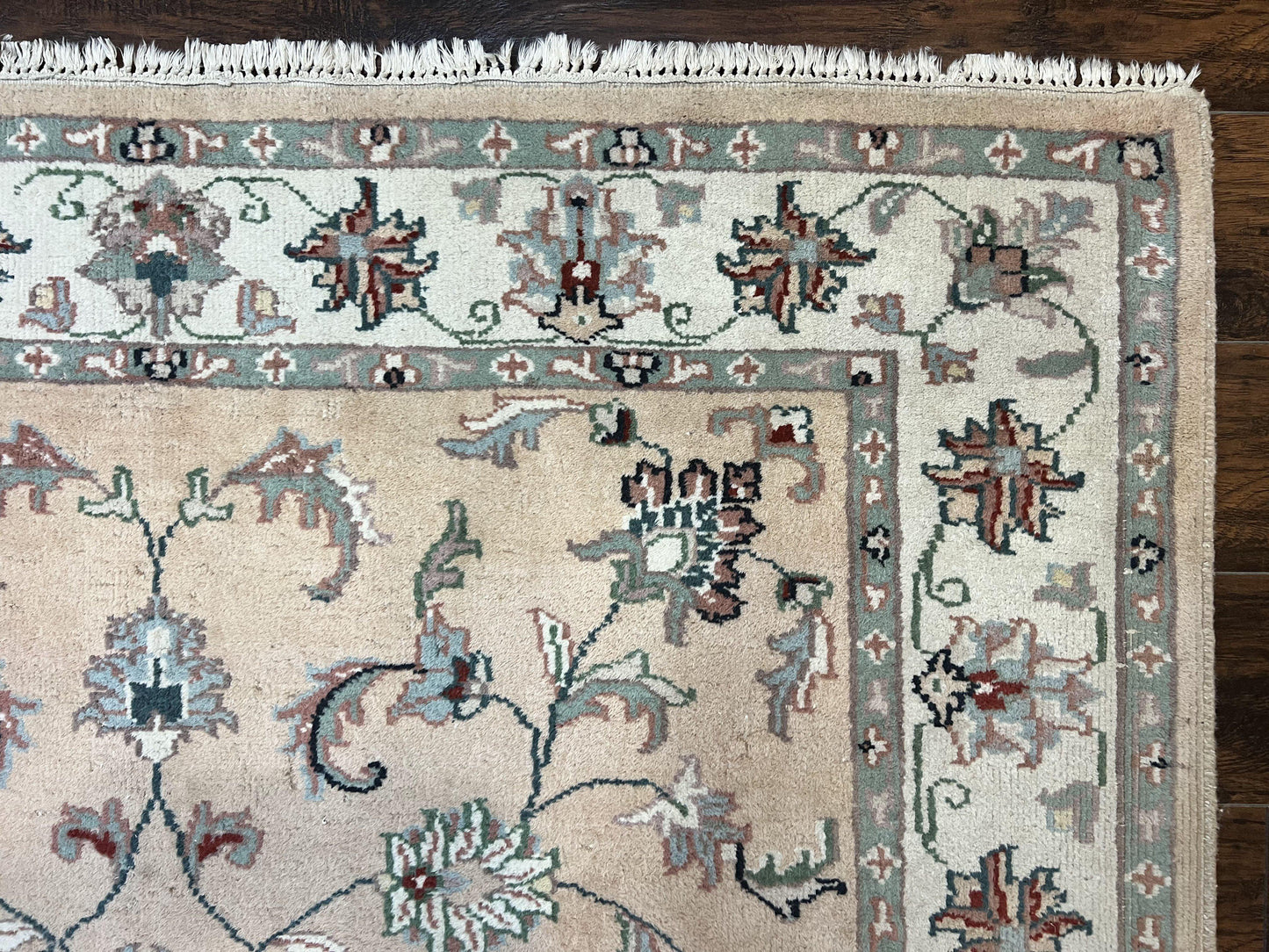 Indo Persian Rug 6x9, Handmade Vintage Wool Carpet, Floral Allover - Nuvé