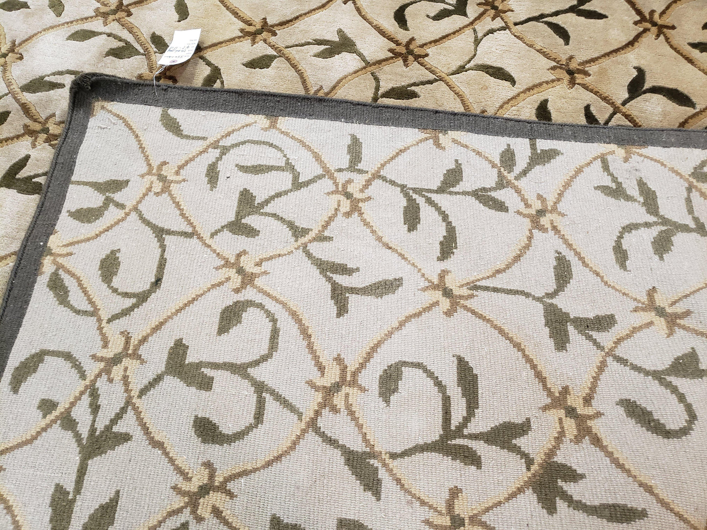 Vintage Tibetan Nepalese Area Rug 9x12, Wool Hand-Knotted, Beige Nepali Soft Pile Carpet, 9 x 12 Living Room Modern Dining Room Rug - Nuvé