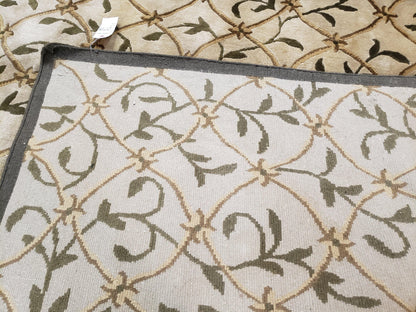 Vintage Tibetan Nepalese Area Rug 9x12, Wool Hand-Knotted, Beige Nepali Soft Pile Carpet, 9 x 12 Living Room Modern Dining Room Rug - Nuvé