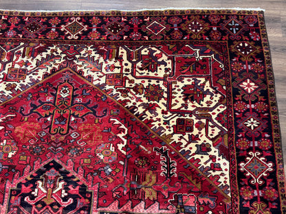 Persian Heriz Rug 8x11, Geometric Design, Red & Cream - Nuvé