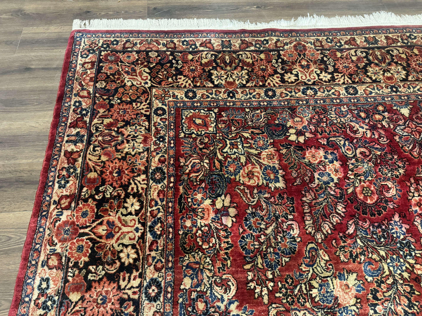 Large Persian Sarouk Rug 10x17, Palace Size Antique Persian Carpet, Red, Floral Allover, Traditional Persian Rug, Oversize Handmade Wool Rug - Nuvé