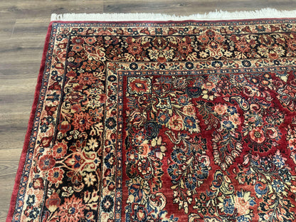 Large Persian Sarouk Rug 10x17, Palace Size Antique Persian Carpet, Red, Floral Allover, Traditional Persian Rug, Oversize Handmade Wool Rug - Nuvé
