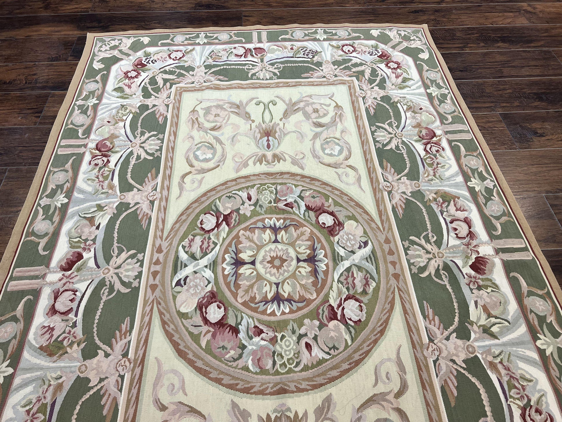 Aubusson Rug 5x8, Wool Handmade Vintage Carpet, Angel Motifs, Flatweave Rug 5 x 8, Medium Sized, European Design - Nuvé