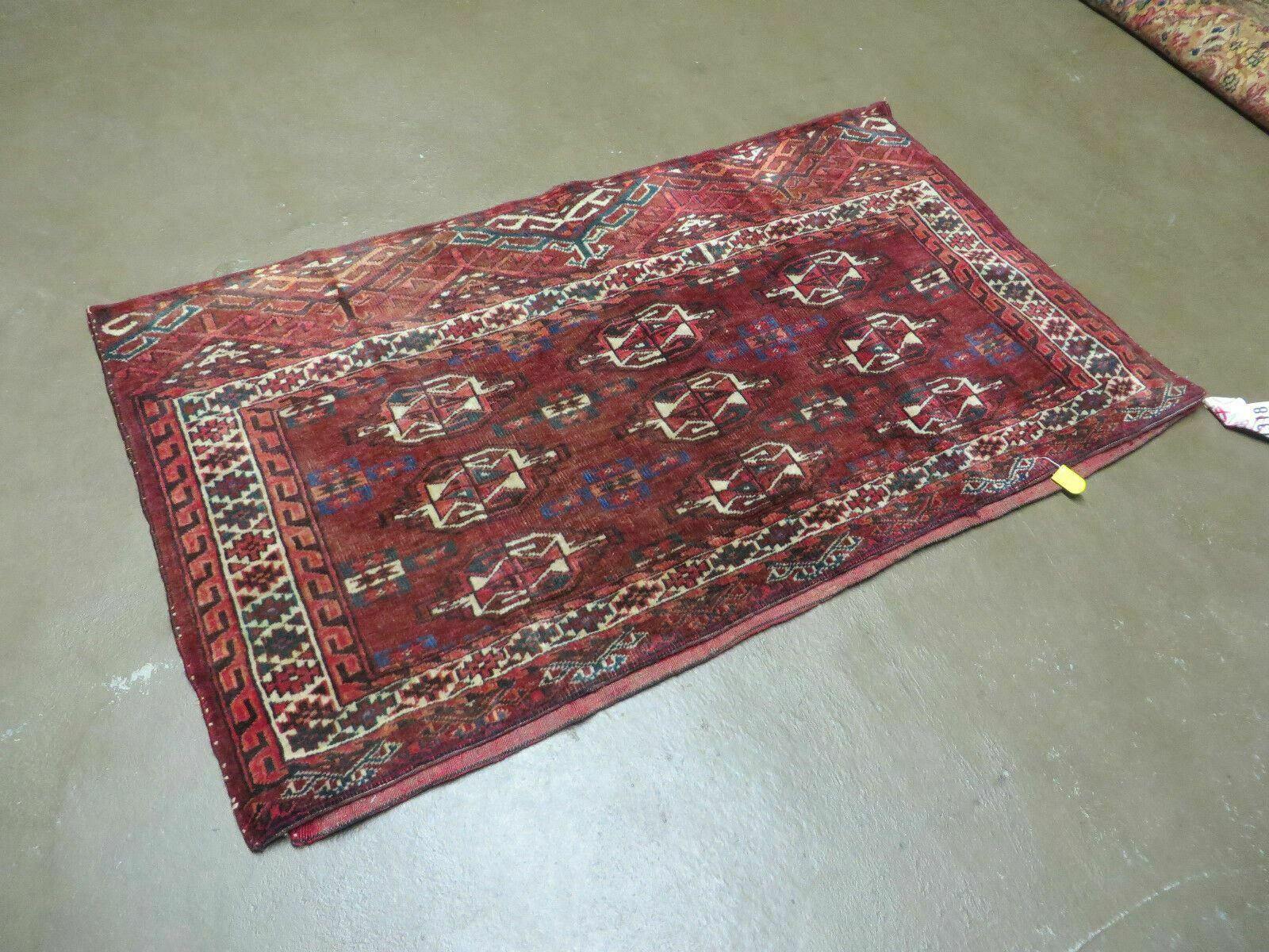 2.5' X 4' Antique Handmade Bokhara Turkoman Yamud Wool Rug Kilim Backing NICE - Nuvé