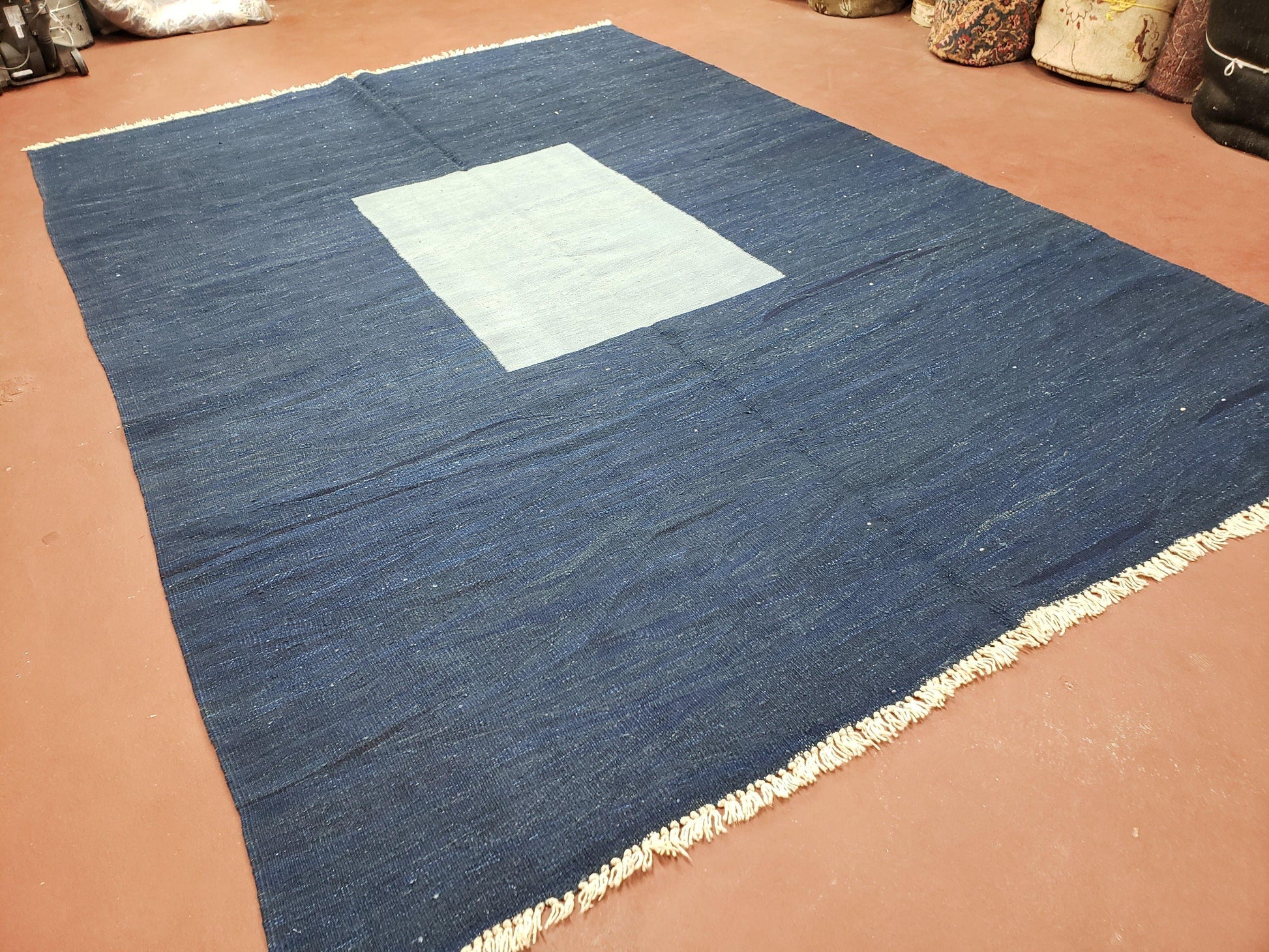 Large Turkish Kilim Rug, 6x9 - 7x10 Rug, Flatweave Carpets, Blue Rug, Abstract Rug, Playroom Rug, Rug for Nursery Room, Boho Rug, Wool - Nuvé