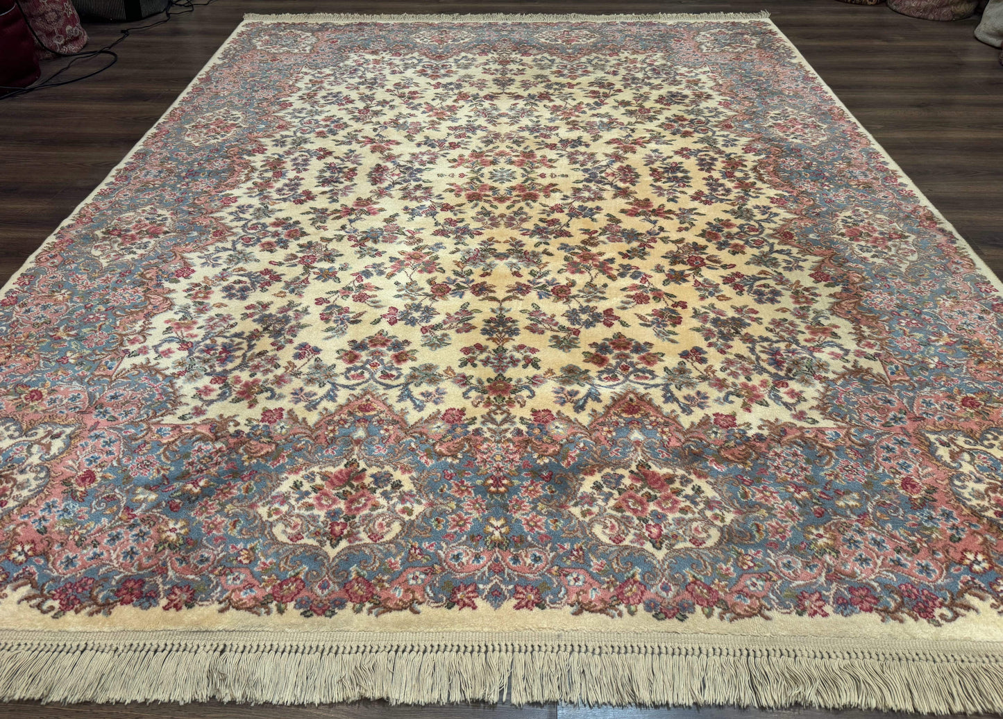 8.8 x 10.6 Karastan Kirman Rug #788, Wool Vintage Discontinued Floral Carpet - Nuvé