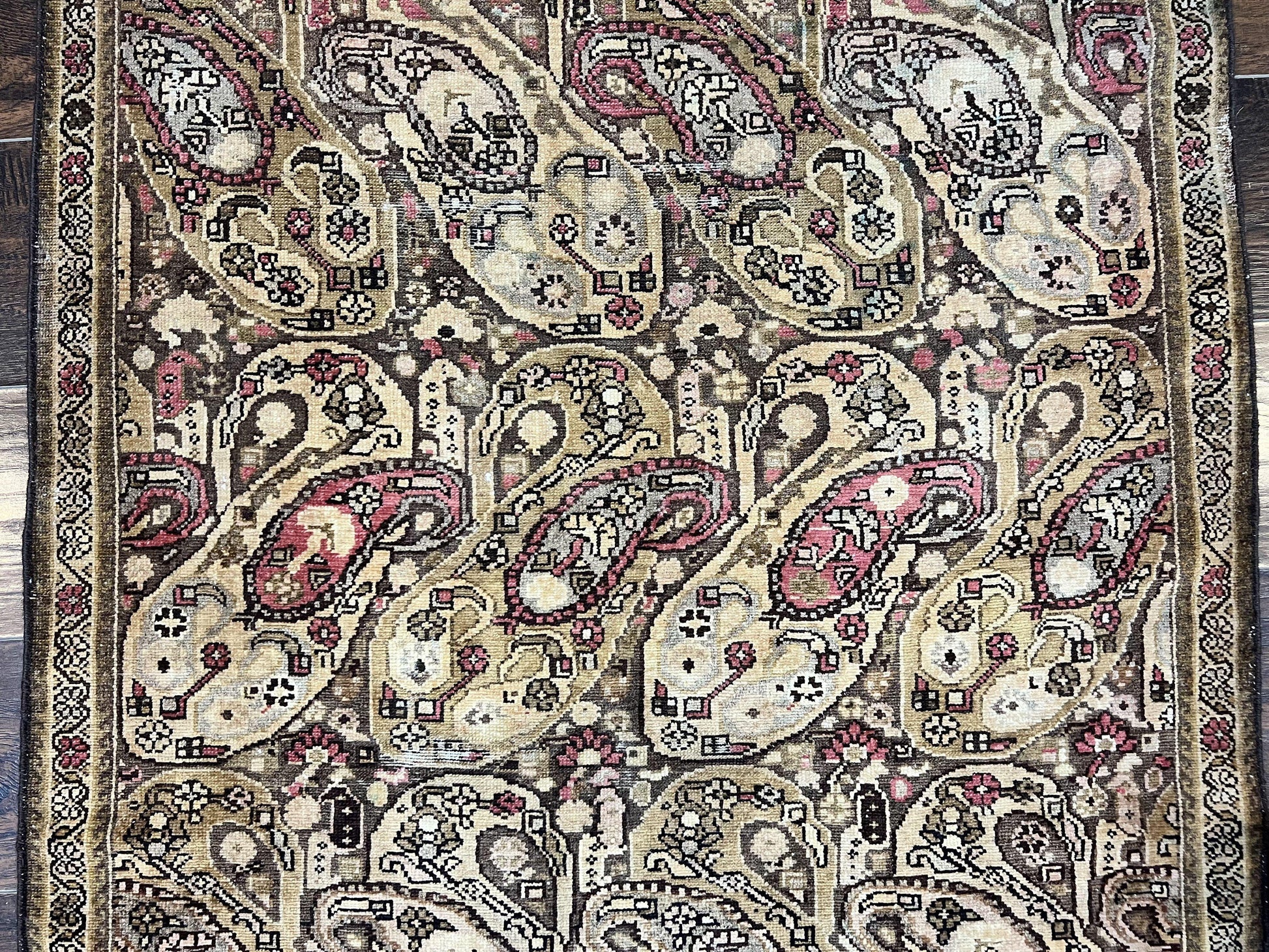 Antique Persian Malayer Runner Rug 3x16, Repeated Boteh Paisley Design, Rare Rug, 1920s Antique Oriental Carpet, Wool Handmade Hand Knotted 3 x 16 ft Rug - Nuvé
