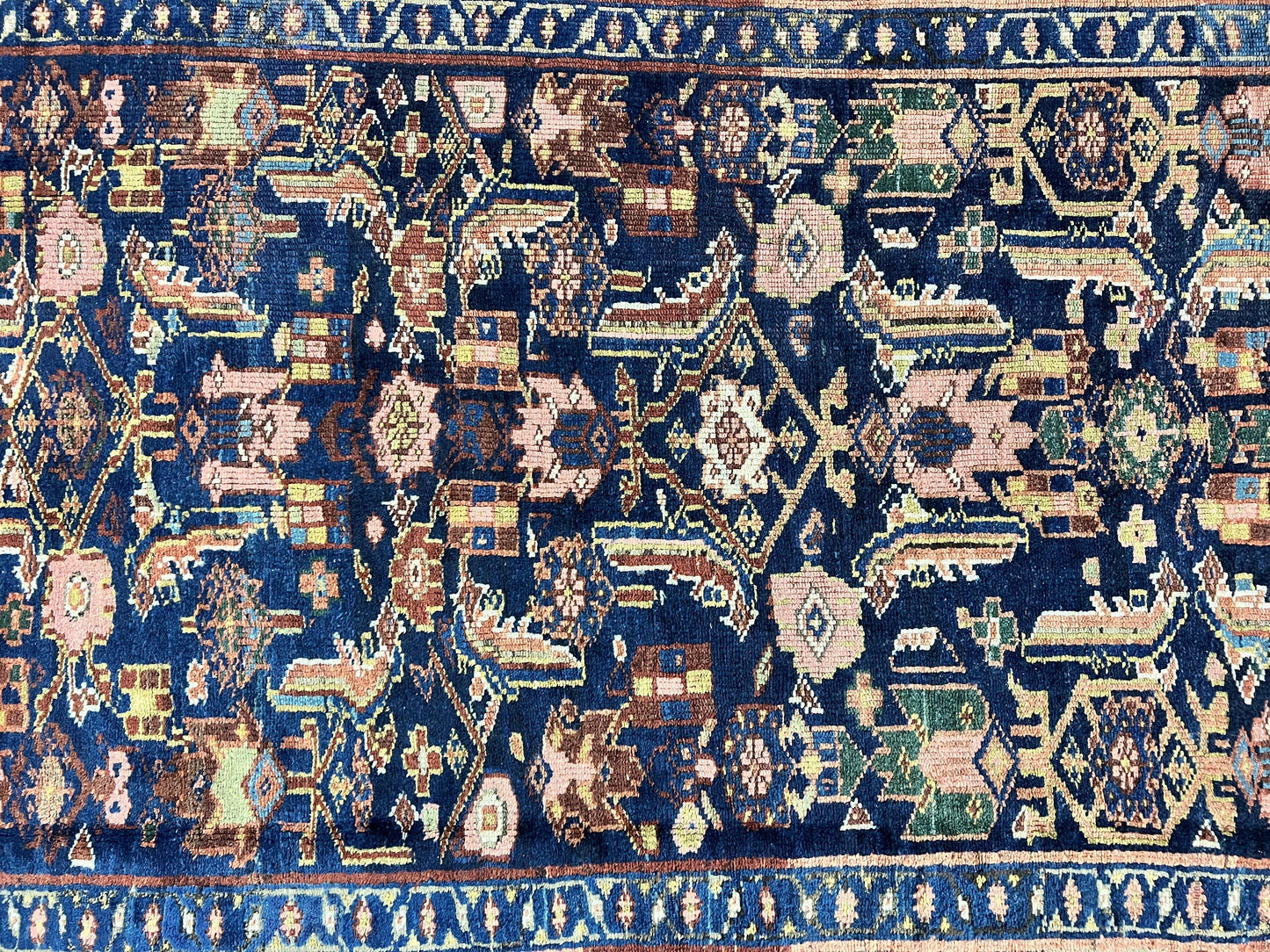 Caucasian Kalegy Rug 6x11, Wide Runner, Wool Hand Knotted Carpet, Navy Blue Tribal Rug, 1920s Antique Rug, 6 x 11 Oriental Carpet - Nuvé