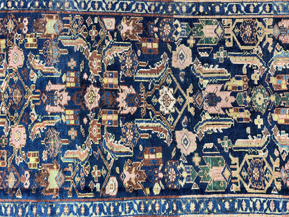 Caucasian Kalegy Rug 6x11, Wide Runner, Wool Hand Knotted Carpet, Navy Blue Tribal Rug, 1920s Antique Rug, 6 x 11 Oriental Carpet - Nuvé