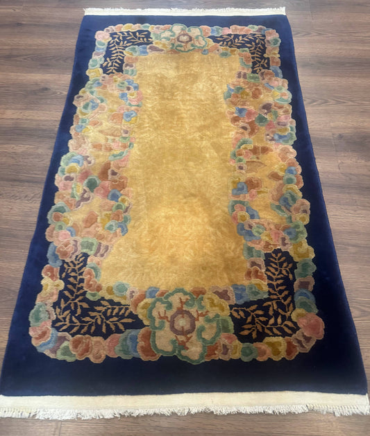 Chinese Wool Rug 3x5, Vintage Carpet, Handmade - Nuvé