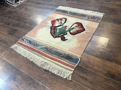 Turkish Kilim Rug 2.5 x 4.7, Flatweave Bohemian Blanket Rug, Wall Hanging Tapestry Rug - Nuvé