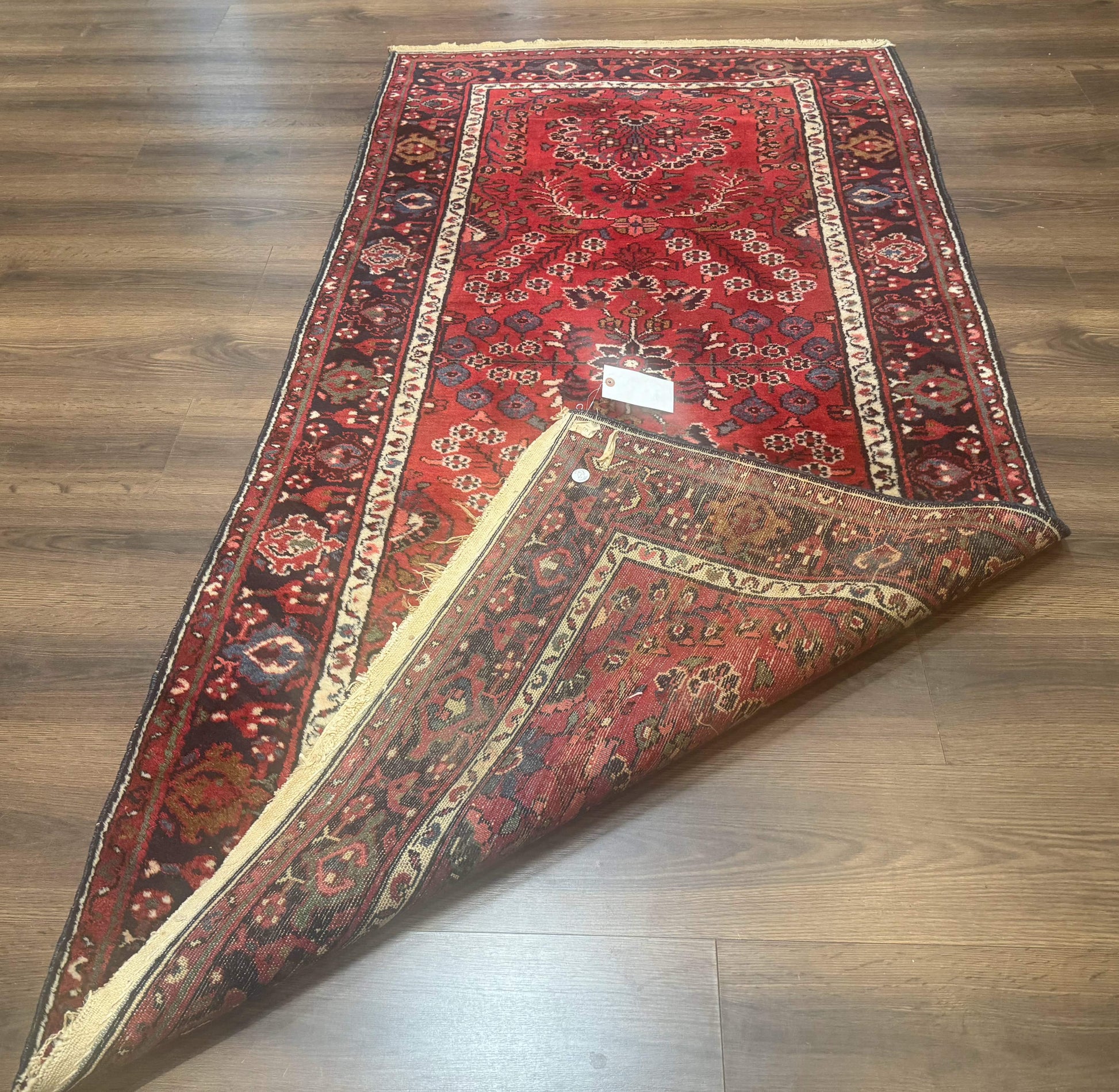Red Persian Rug 2.6 x 6.8, Floral, Antique Per'sian Carpet, Persian Malayer Rug, Hamadan Rug - Nuvé