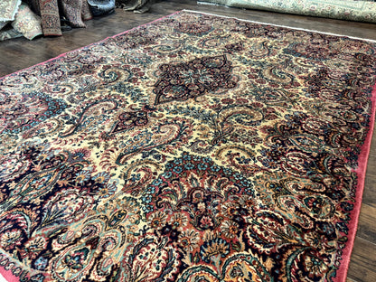 Antique Karastan Kirman Rug 8.8 x 12, Imperial Karastan #1427, Ivory Kirman - Nuvé