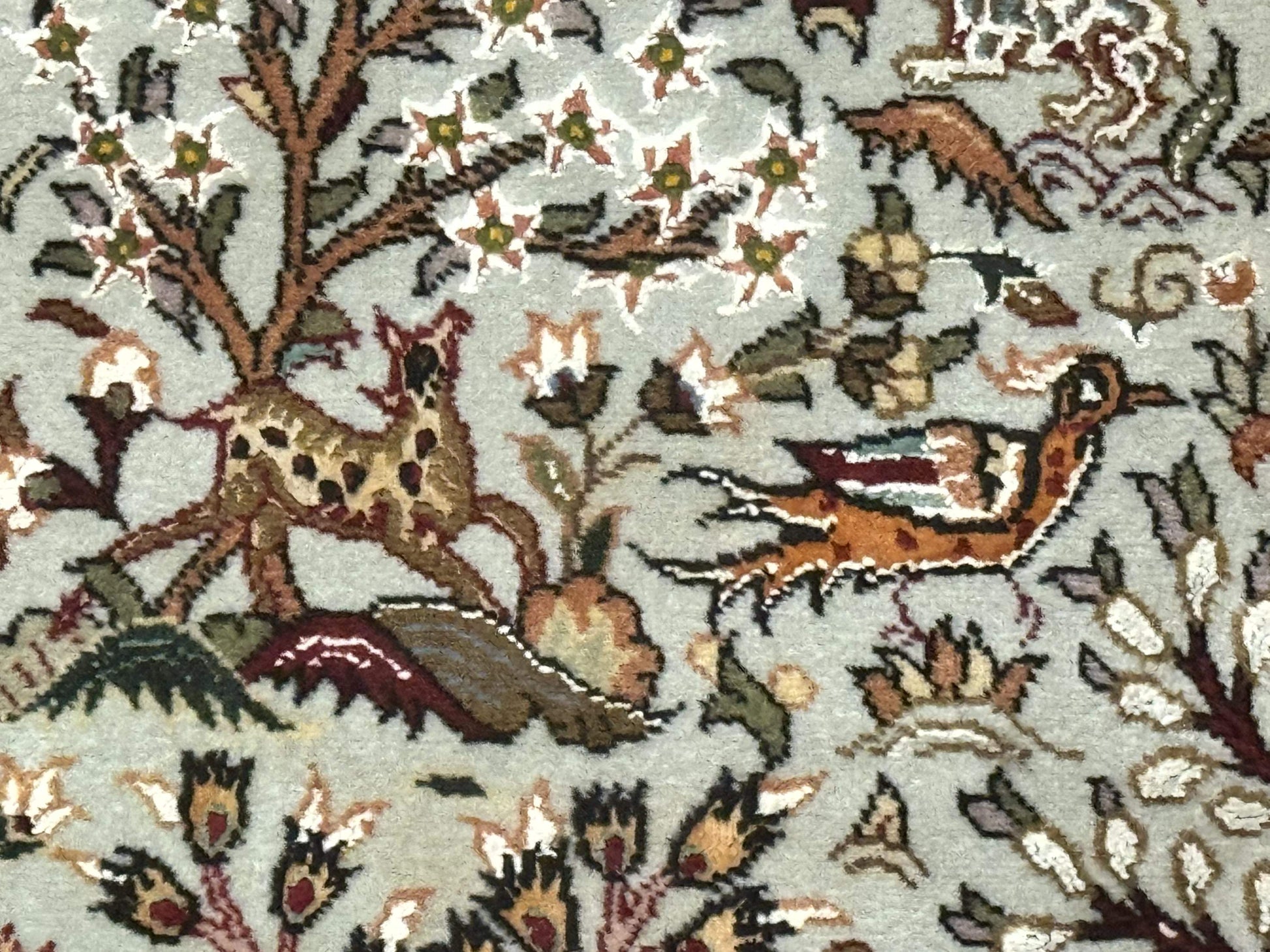 Wonderful Persian Tabriz Rug 3x5, Tree of Life, Animal Pictorials, Birds, Wool & Silk Highlights, Fine 330 KPSI - Nuvé