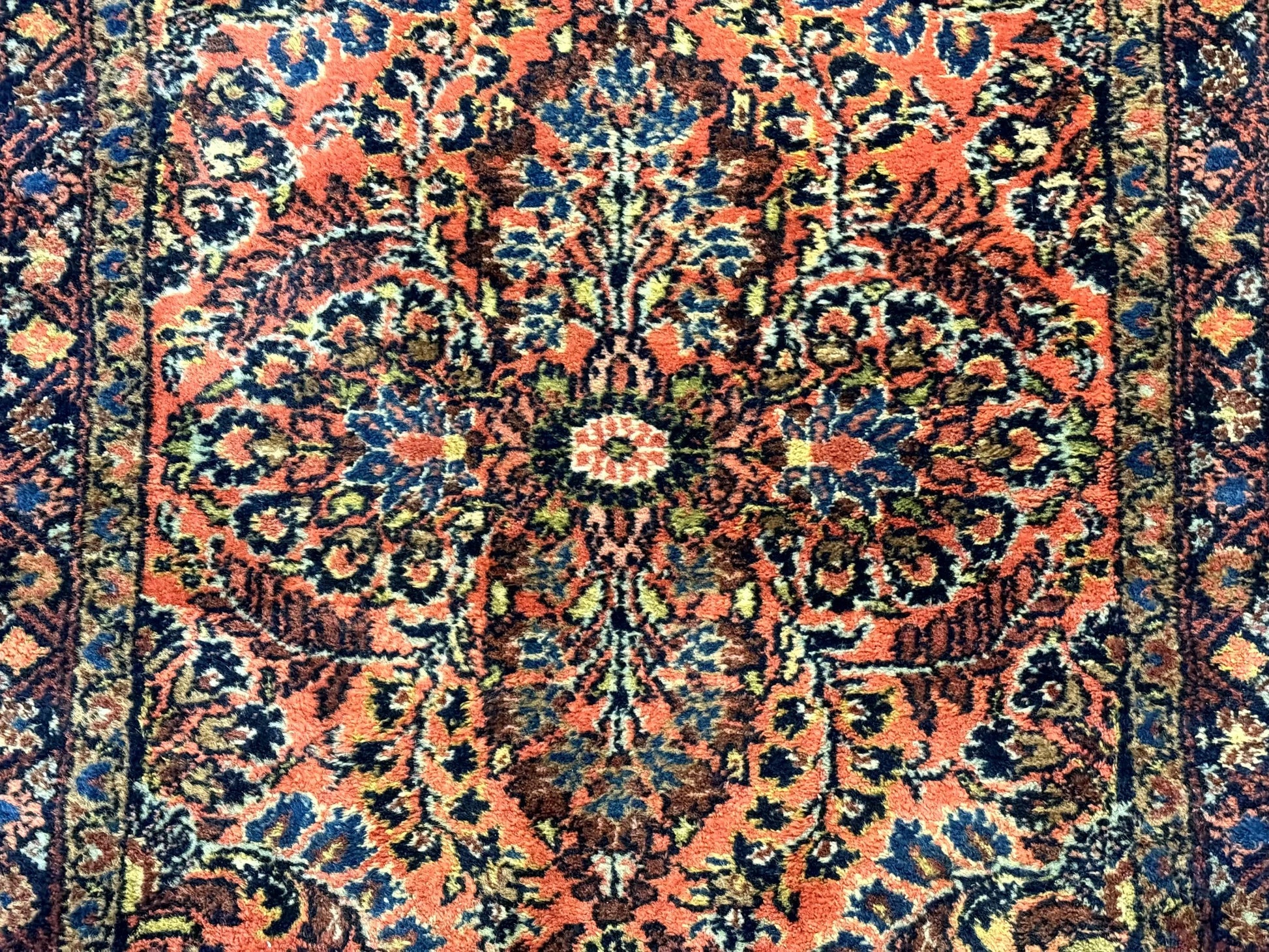 Antique Persian Lilihan Rug 2x4, Red, Floral, Wool, Handmade Lilian Persian Carpet - Nuvé