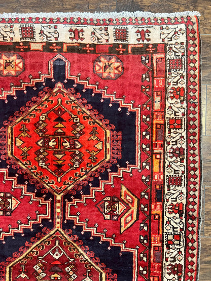Persian Heriz Runner Rug 3.7 x 11, Persian Tribal Runner, Handmade Wool, Medallions, Geometric, Red, Antique Vintage Hand Knotted Rug - Nuvé