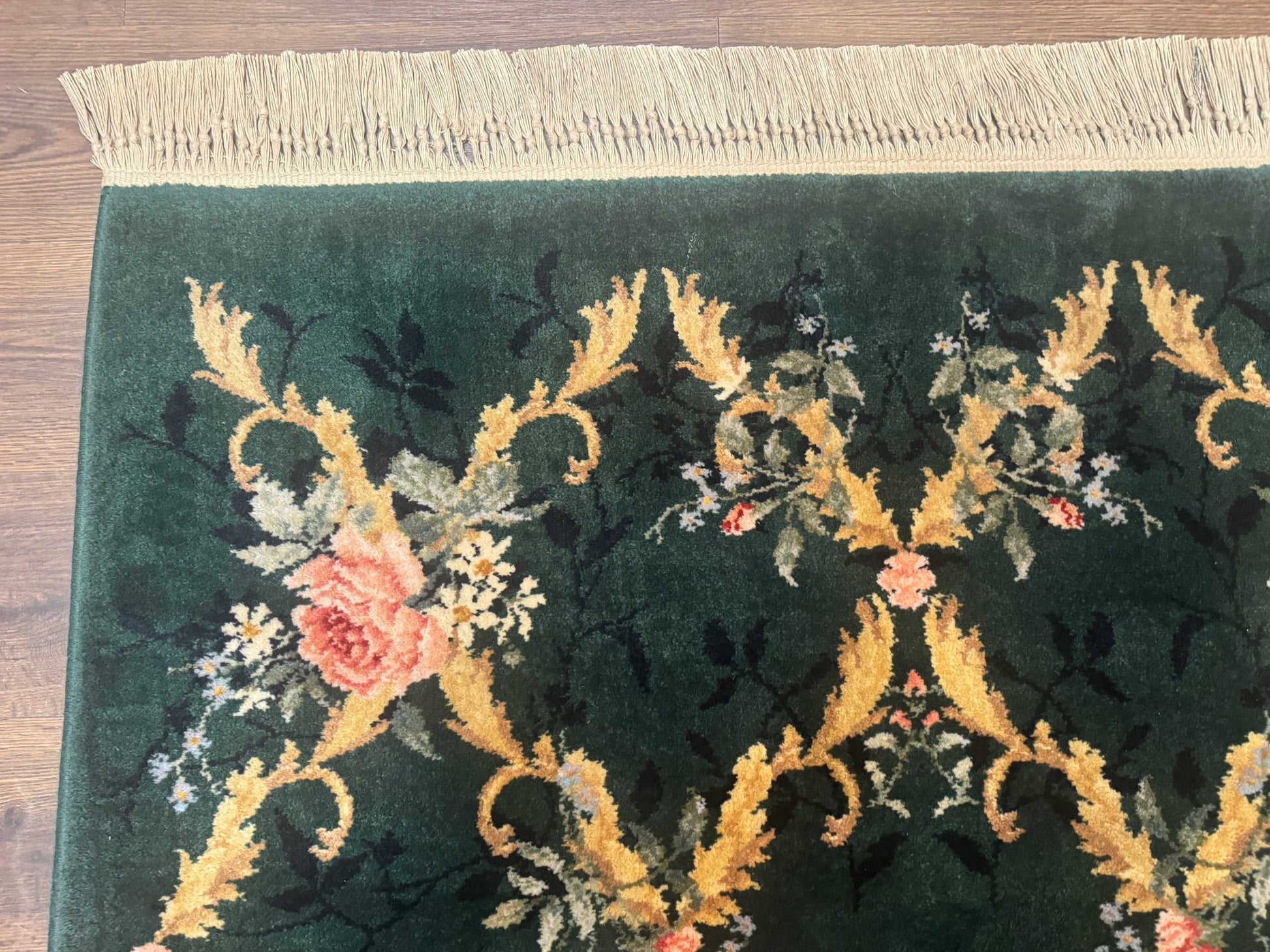 Karastan Garden of Eden Rug 4x6, Green Savonnerie 509/1733, Original Discontinued Vintage Karastan Carpet - Nuvé