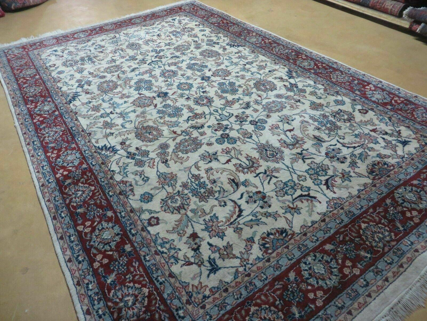 6' X 9' Vintage Handmade Fine Chinese Floral Oriental Wool Rug Carpet Beige - Nuvé